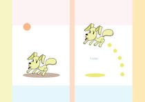 Free book jacket design 「Funky animal cartoon character - Yellow dog good at jump」