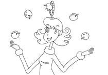 Original coloring pages 「Comic illustration &amp;quot;Cute lady&amp;quot; - Wonderful apple contortionist」