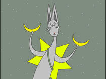 Wallpaper for PC desktop that uses original illustration 「Cat's cartoon illustration - Crescent cat &amp;quot;Star and crescent&amp;quot;」