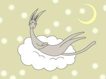 Wallpaper for PC desktop that uses original illustration 「Cat's cartoon illustration - Crescent cat &amp;quot;Bed of cloud&amp;quot;」