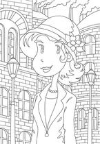 Original coloring pages 「Comic illustration &amp;quot;Cute lady&amp;quot; - Antique town and beautiful woman」