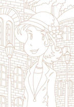 Original coloring pages 「Comic illustration &amp;quot;Cute lady&amp;quot; - Antique town and beautiful woman」