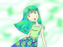 Wallpaper for PC desktop that uses original illustration 「Cute girl picture - Lovely girl &amp;quot;At the fresh green&amp;quot;」