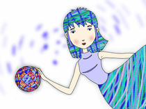 Wallpaper for PC desktop that uses original illustration 「Cute girl picture - Lovely girl &amp;quot;Blue breeze&amp;quot;」