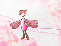 Wallpaper for PC desktop that uses original illustration 「Fairy illustration - Fairy of the nature &amp;quot;Evening sun fairy&amp;quot;」