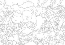 Original coloring pages 「Comic illustration &amp;quot;Fairies' villages&amp;quot; - Duck fairy's roller coaster」