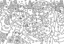 Original coloring pages 「Comic illustration &amp;quot;Fairies' villages&amp;quot; - Robot land carnival」
