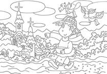 Original coloring pages 「Comic illustration &amp;quot;Fairies' villages&amp;quot; - Fairies who work in field」