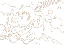 Original coloring pages 「Comic illustration &amp;quot;Cute angel&amp;quot; - Rainbow that can be done by love」