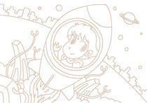 Original coloring pages 「Comic illustration &amp;quot;Cute angel&amp;quot; - Dreamlike space travel」