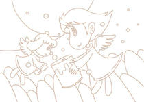 Original coloring pages 「Comic illustration &amp;quot;Cute angel&amp;quot; - Inside in bucket of full happiness」