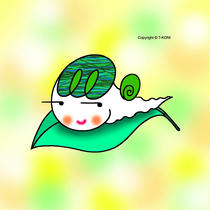 Free iPad wallpapers using cartoon character 「Snail character - Snail on leaf」