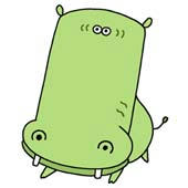 「Pleasant animals cartoon - Big face animal （Hippopotamus）」