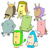 「Pleasant animals cartoon - Big face animal （Big face family）」