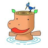  「Hippopotamus cartoon - Wood hippopotamus （Bathe）」