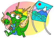 Kite-flying, Mt. Fuji, New Year's greetings, Dragon, Sexagenary cycle