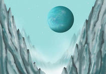 Iceberg, Rocky mountain, Canyon, Arctic cold, Planet, Satellite, Astronomical