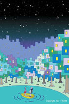 Lake, Lakeside, In the whole sky star, Starlit sky, Boat, Forest