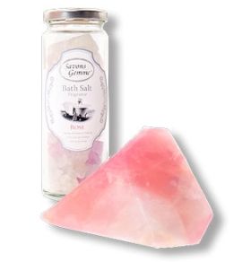 愛の石ローズクォーツの《サボンジェム》｜ローズ バスソルト＆ソープセット