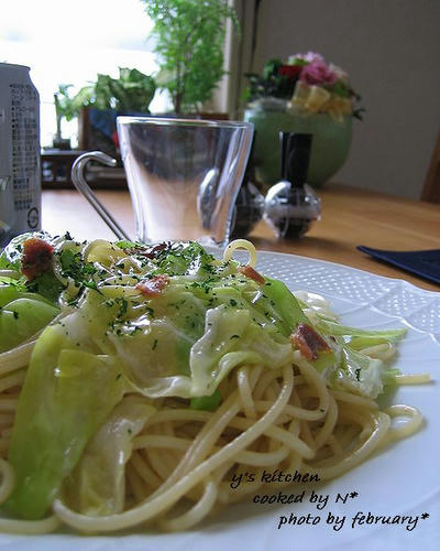 春キャベツとアンチョビのパスタ