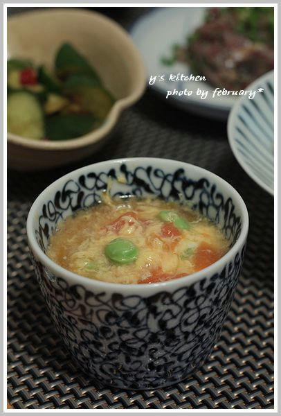 トマトと枝豆の玉子とじ