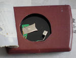 ムーヴカスタム(GF-L900S)ターボのリモコンキー(キーレス)の送信機からコイン電池(CR1216)を取り外したところ