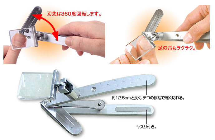 拡大鏡付き爪きりの構造