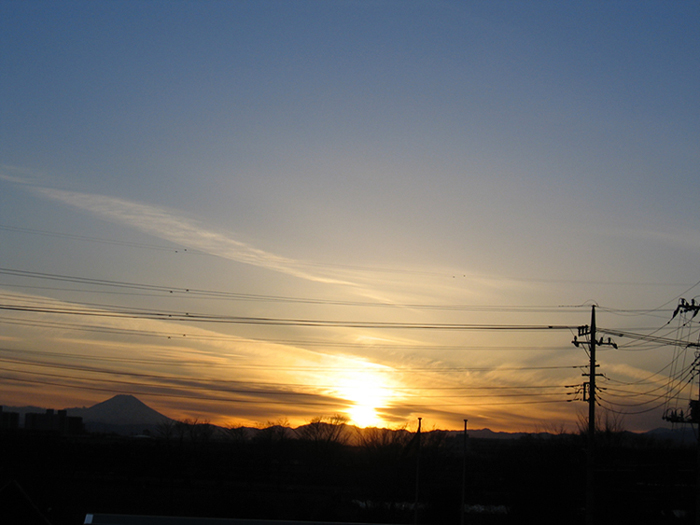 富士山と夕陽