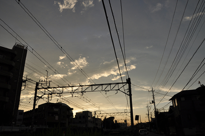 架線と夕空２