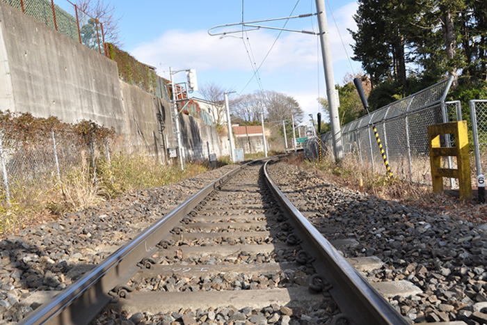 カントのついた線路