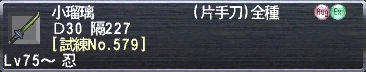 小瑠璃 Ｄ30 隔227 [試練No.579]