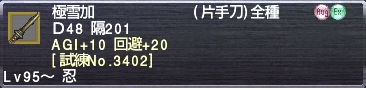 極雪加 AGI+10 回避+20 [試練No.3402]