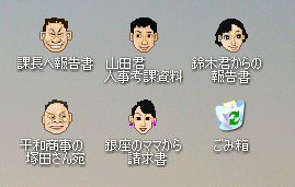 Windouwsのディスクトップでフォルダーをこんなふうに人の顔にチェンジしたりできます。