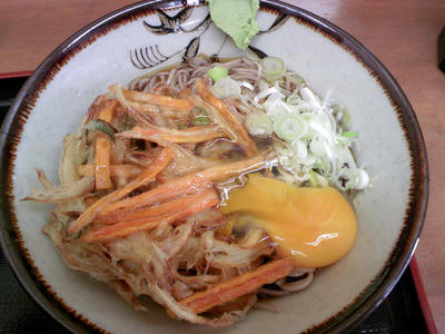 冷やしかき揚げ蕎麦+卵