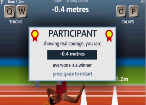 ブラウザゲームのQWOP。10メートルも走るのが難しい。