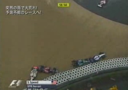 雨でスピン続出。マリオカートのようなツルツルレース。2007年ヨーロッパGP