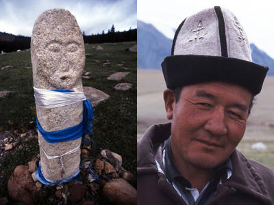 突厥時代の石人とカルパク帽