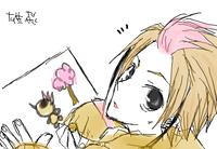雄飛先生は絵を描いています。