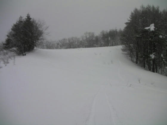 14：33　この斜面はクラストしていて最中雪で楽しくなかった