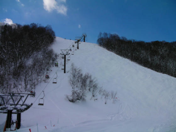 10：52　すかさず空いている第5Pへ移動。コース5-Cのコブを滑ってみましたが、リフト線下なので視線が気になります。そのせいか滑走者は少なく、斜度の割りにコブは小さめでした