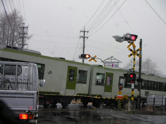 954　運悪く？運良く？小海線野辺山駅駅近くで電車？ジーゼル機関車？を目撃