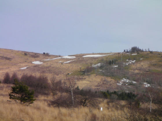 1601　霧ヶ峰沢渡スキー場。索道と山頂降り場が良く見えました。左はコロボックル？