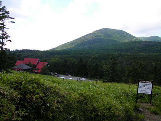 1427 振り返ると麦草ヒュッテと茶臼山&縞枯山