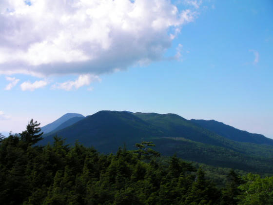 1516　茶臼山・縞枯山・横岳・蓼科山が折り重なるように見えました