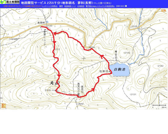 本日のルート。駐車場からの標高差は200m程度ですが、かなりキツイ印象でしたorz