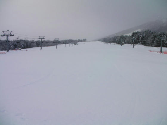 830　若干小雪が舞っていますが広いバーンがお出迎え～