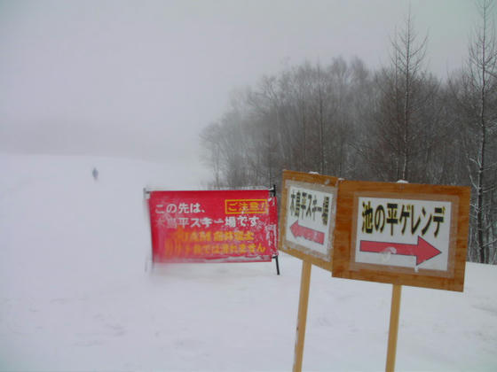 1135　境界線を越えて木島平へ戻ります。ここを滑り込むとトレーニングバーンの下部へ出ました