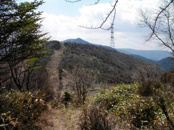 1022　樹林帯に入る手前で振り向いた図。和田山南峰と鷲ヶ峰。ここからしばらくは樹林帯です