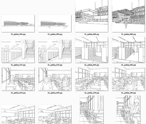 デジタル背景カタログ学校編中身12DVD-ROM線画