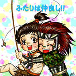 佐：前田の旦那～!!何か釣れた?　利：わぁ!!なんだ佐助か（笑）